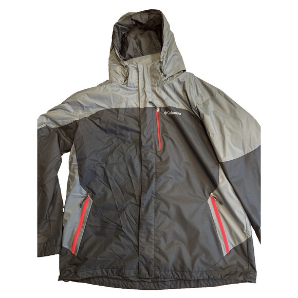 Columbia Jacket Size Large XL Black Red Gray Nylon Waterproof Interchange Shell - Picture 2 of 8